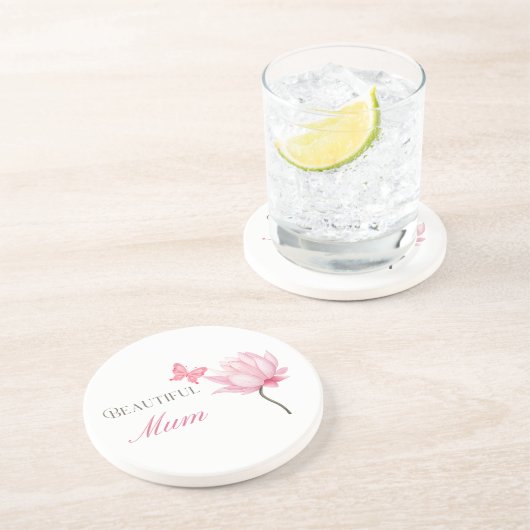 Beautiful Mum Pink Lotus, Mothers Day, Birthday コースター (側面)