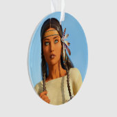 Beautiful Native American Woman Indigenous Outfit オーナメント (正面)