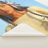 Beautiful Native American Woman Indigenous Outfit シェルパブランケット (3/4)
