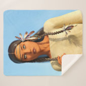 Beautiful Native American Woman Indigenous Outfit シェルパブランケット (正面(横))