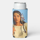 Beautiful Native American Woman Indigenous Outfit スリム缶クーラー (Seltzer正面)