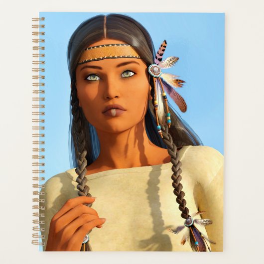 Beautiful Native American Woman Indigenous Outfit プランナー手帳 (正面)
