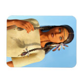 Beautiful Native American Woman Indigenous Outfit マグネット (横)