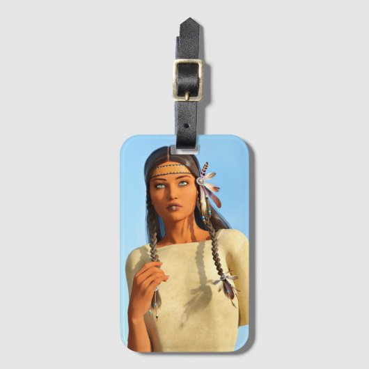 Beautiful Native American Woman Indigenous Outfit ラゲッジタグ (正面縦)