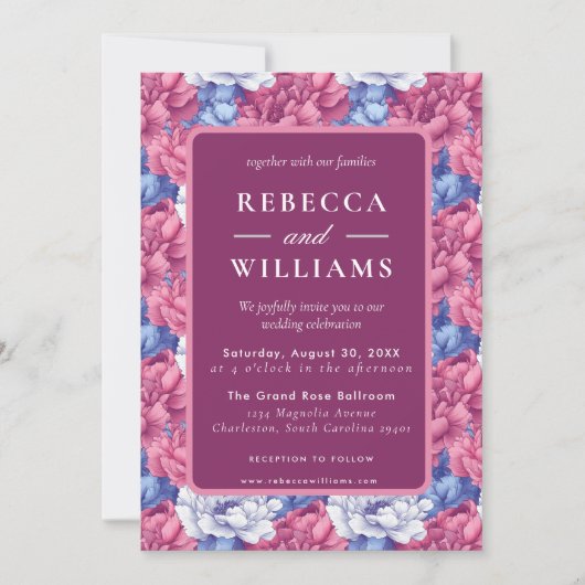 Beautiful Nature Peonies Wedding  招待状 (正面)