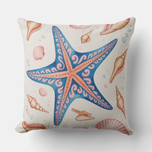 Beautiful Nautical inspired Starfish  クッション (正面)