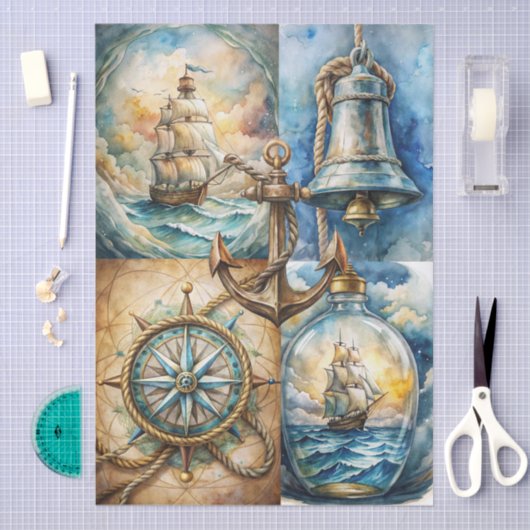Beautiful Nautical Themed Decoupage 薄葉紙 (クラフト)