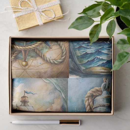 Beautiful Nautical Themed Decoupage 薄葉紙 (ギフト)