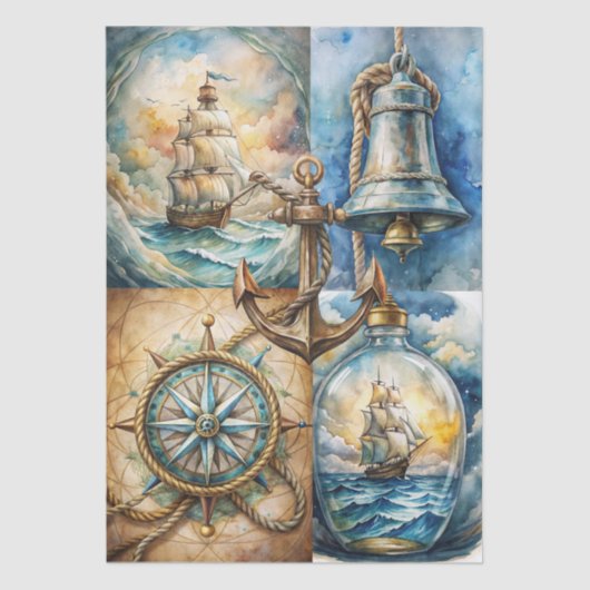 Beautiful Nautical Themed Decoupage 薄葉紙 (正面)