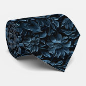 Beautiful Navy Blue Faux Tooled Leather  ネクタイ (ロール)