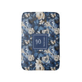Beautiful Navy Flowers Personalized Floral Bath  バスマット (正面縦)