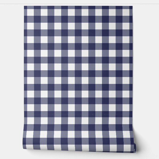 Beautiful Navy Gingham Check Green Buffalo Plaid 壁紙 (ほどく)