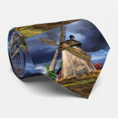 Beautiful Netherlands Windmill Landscape Painting ネクタイ (ロール)
