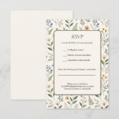 Beautiful Neutral Colored Wildflowers Earthy 出欠カード (正面/裏面)