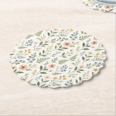 Beautiful Neutral Wildflowers Earthy Natural ペーパーコースター (アングル)