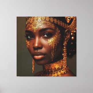 Beautiful Nubian Goddess in Gold キャンバスプリント