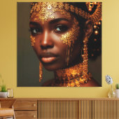 Beautiful Nubian Goddess in Gold キャンバスプリント (インサイチュ (リビング))