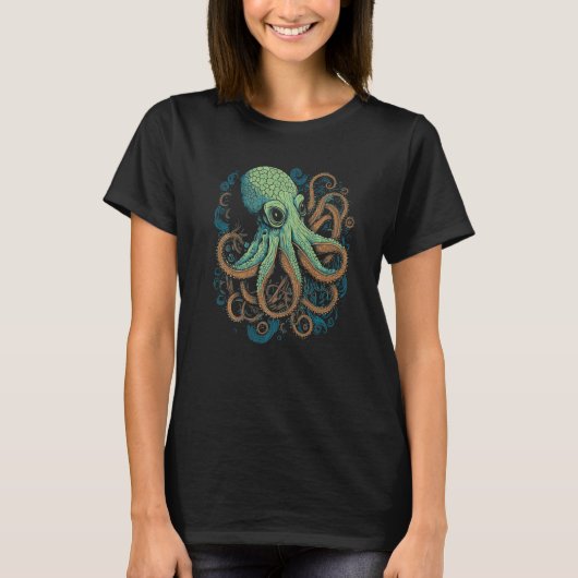 Beautiful Octopus Ocean Animal Artistic Graphic Tシャツ (正面)