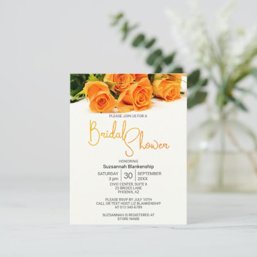 Beautiful Orange Rose Bouquet Template  招待状 (スタンド正面)