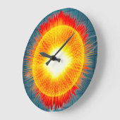 Beautiful Orange Yellow and Aqua Background  ラージ壁時計 (傾斜)