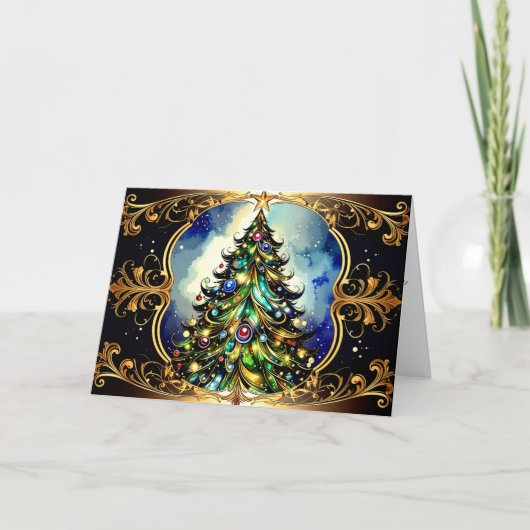 Beautiful Ornate Elegant Victorian Christmas Tree シーズンカード (正面)