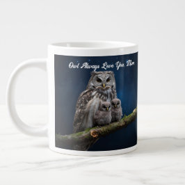 Beautiful Owl and Her Owlets Mug ジャンボコーヒーマグカップ