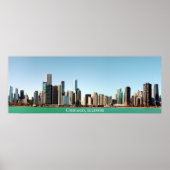 Beautiful Panoramic Chicago Skyline River Sunny ポスター (正面)