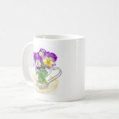 beautiful pansy flowers isolated in a cup コーヒーマグカップ (正面左)