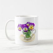 beautiful pansy flowers isolated in a cup コーヒーマグカップ (左)