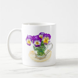 beautiful pansy flowers isolated in a cup コーヒーマグカップ