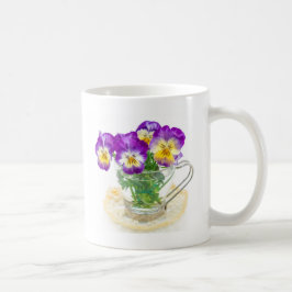 beautiful pansy flowers isolated in a cup コーヒーマグカップ