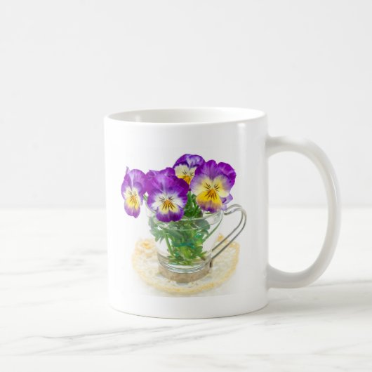beautiful pansy flowers isolated in a cup コーヒーマグカップ (右)