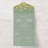Beautiful Paper Cranes Sage Green Wedding オールインワン招待状 (内側)