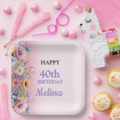 Beautiful Pastel Flowers Birthday Party ペーパープレート (パーティー)