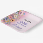 Beautiful Pastel Flowers Birthday Party ペーパープレート (傾斜あり)