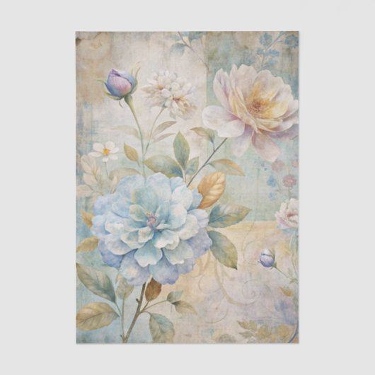 Beautiful Pastel Peonies on a Collage Background 薄葉紙 (正面)