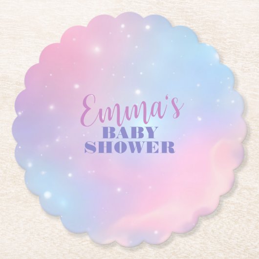 Beautiful Pastel Pink Lavender Cosmic Galaxy ペーパーコースター (正面)