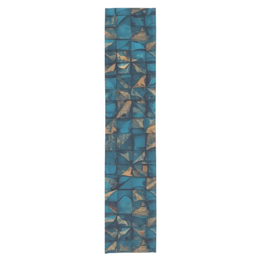Beautiful Patchwork "Look" in Dark Teal ショートテーブルランナー (正面)