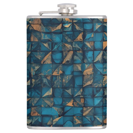 Beautiful Patchwork "Look" in Dark Teal フラスク (正面)