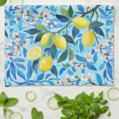 Beautiful Pattern of Vibrant Lemons Personalized キッチンタオル (折り畳み)