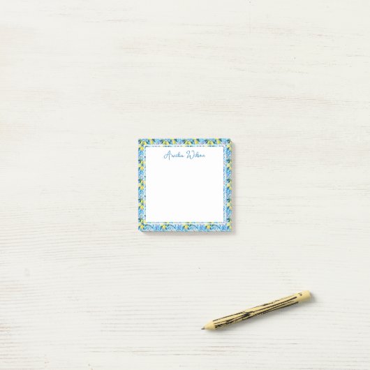 Beautiful Pattern of Vibrant Lemons Personalized ポストイット (デスク上)