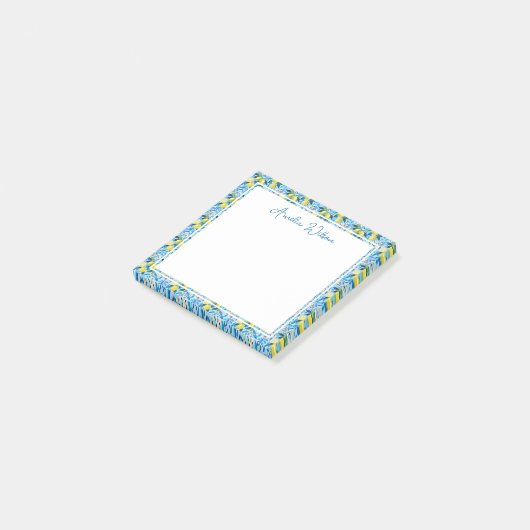 Beautiful Pattern of Vibrant Lemons Personalized ポストイット (アングル)