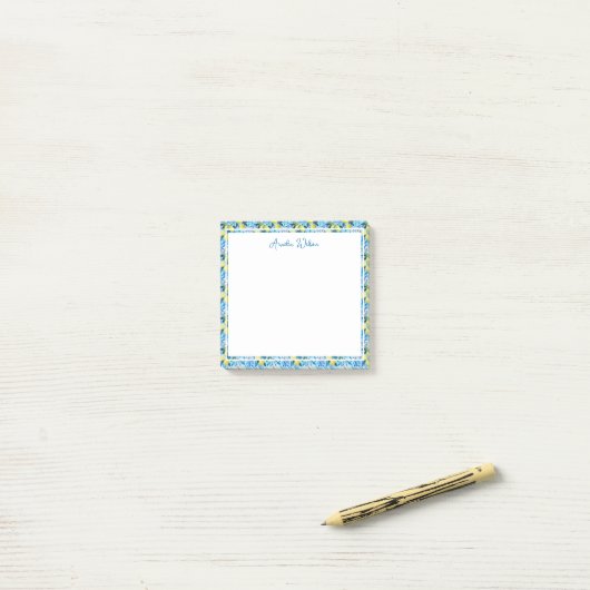 Beautiful Pattern of Vibrant Lemons Personalized ポストイット (デスク上)