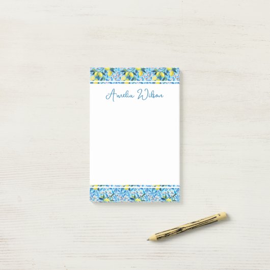 Beautiful Pattern of Vibrant Lemons Personalized ポストイット (デスク上)