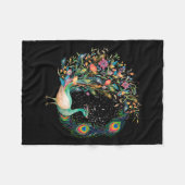 Beautiful Pea _ Colorful Bird _ Pea Feathers  フリースブランケット (正面(横))