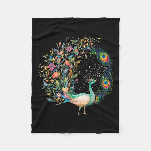 Beautiful Pea _ Colorful Bird _ Pea Feathers  フリースブランケット (正面)