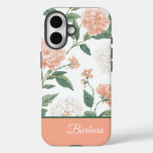 Beautiful Peach Floral Personalized Name Case-Mate iPhoneケース (裏面)