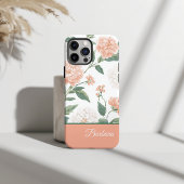 Beautiful Peach Floral Personalized Name Case-Mate iPhoneケース