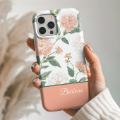 Beautiful Peach Floral Personalized Name Case-Mate iPhoneケース