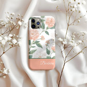 Beautiful Peach Floral Personalized Name Case-Mate iPhoneケース